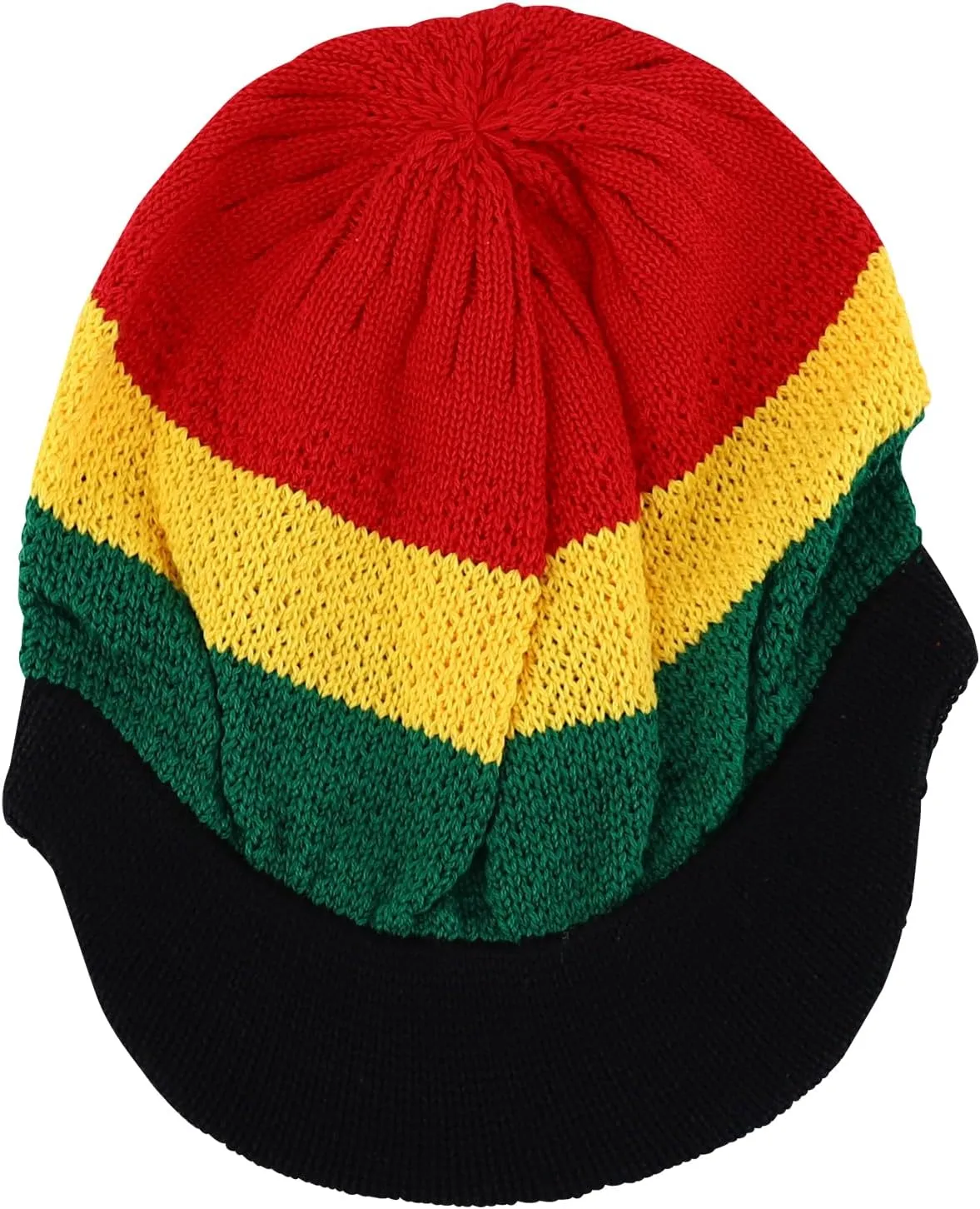 100% Cotton Rasta Knit Beanie Visor