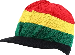 100% Cotton Rasta Knit Beanie Visor