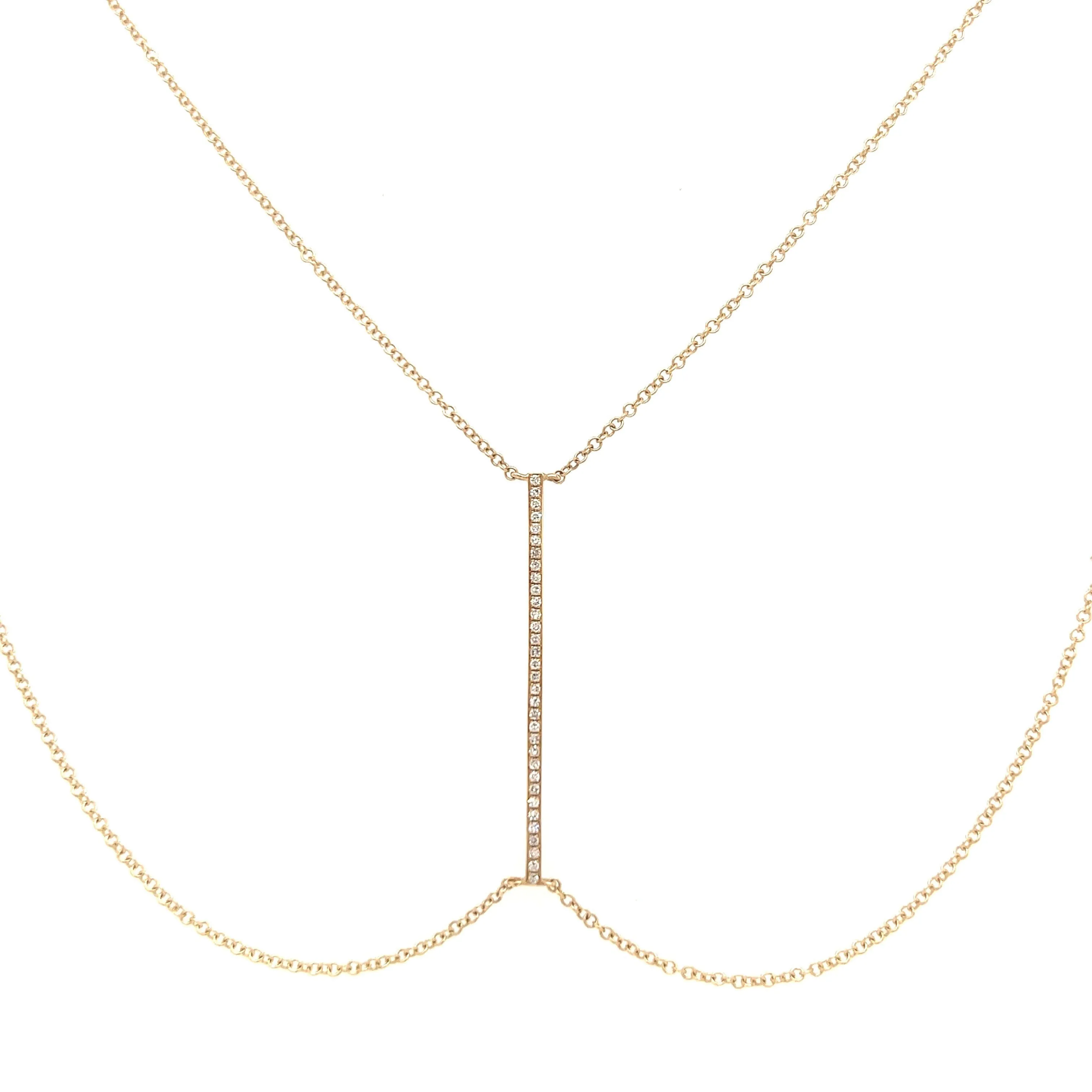 14K Gold Micro Pave Diamond Bar Body Chain