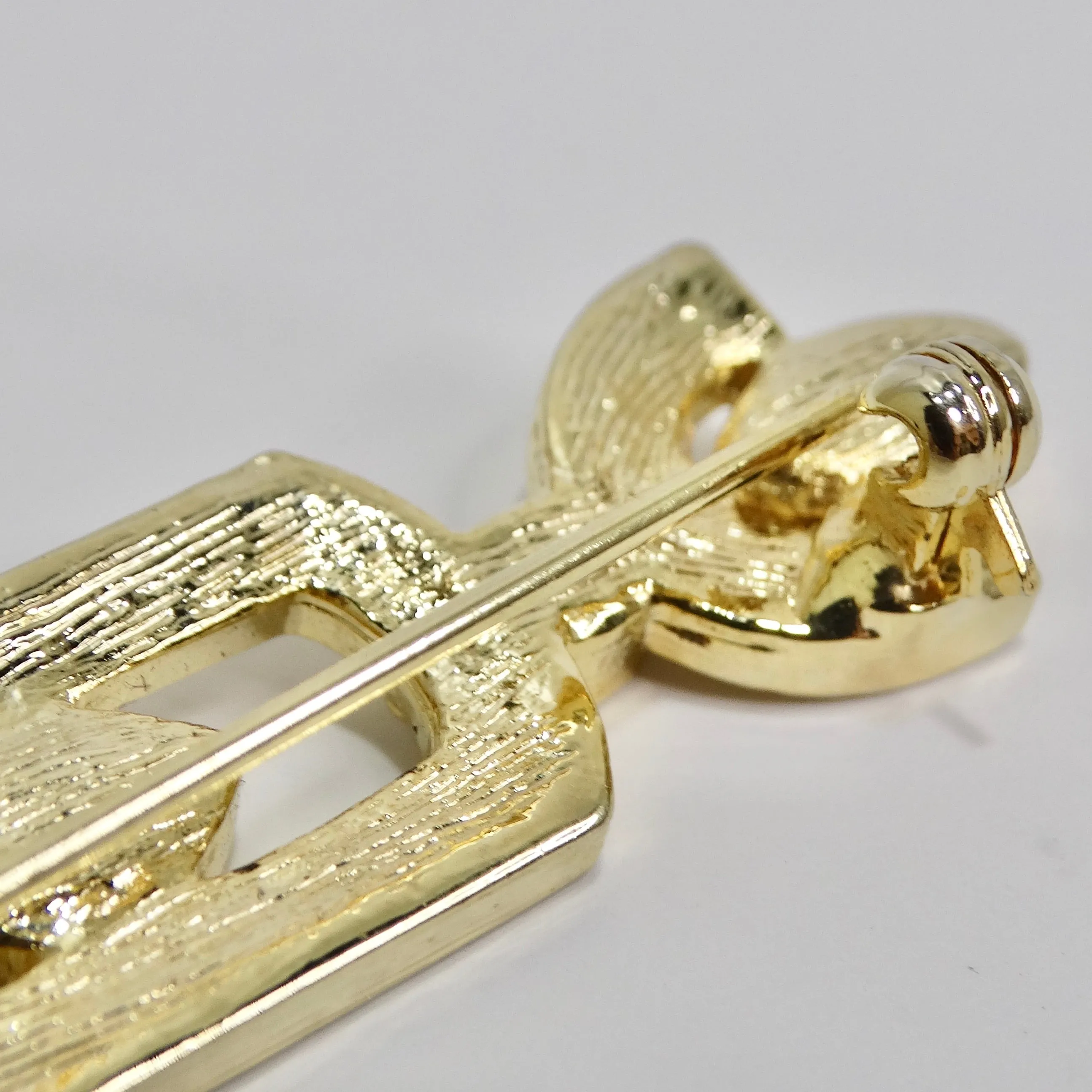 1980s 18K Gold Plated Synthetic Emerald Brooch