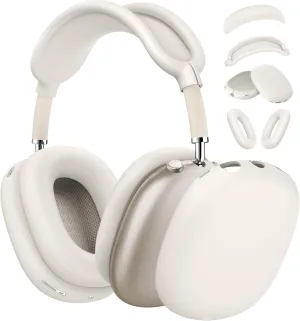 [4 in 1] Case for Airpods Max Headphones, Ear Pad Case Covers/Ear Cups Covers/Headband Cover for AirPods Max (2024/2020)(USB-C/Lightning), Accessories Silicone Cover for Apple Airpod Max, (Stone)