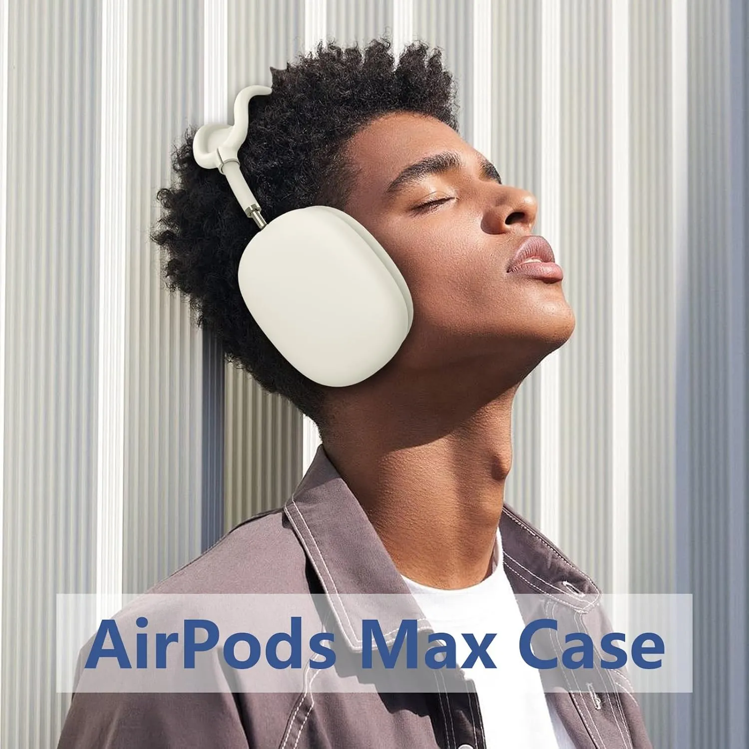 [4 in 1] Case for Airpods Max Headphones, Ear Pad Case Covers/Ear Cups Covers/Headband Cover for AirPods Max (2024/2020)(USB-C/Lightning), Accessories Silicone Cover for Apple Airpod Max, (Stone)