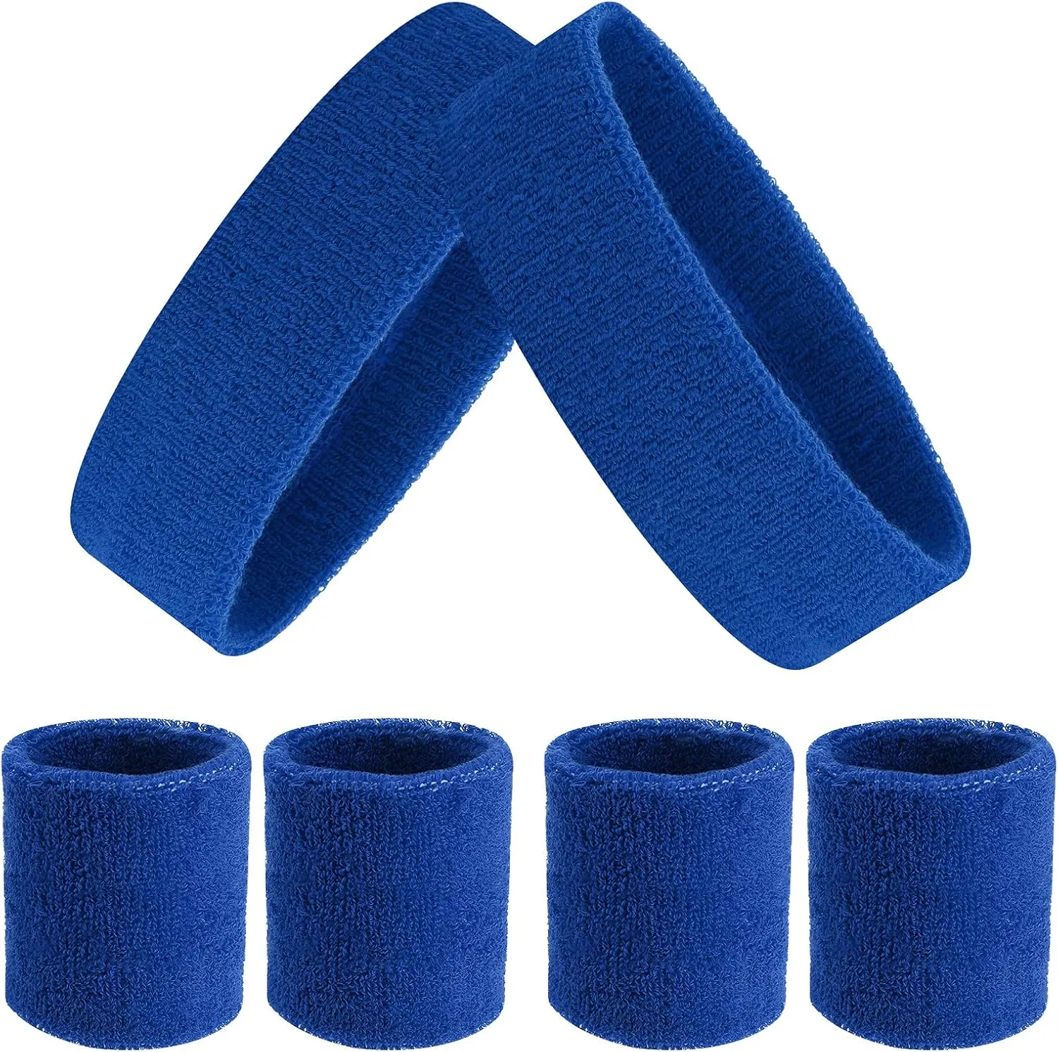 6pcs Headband Wristband Set, Including 2pcs Sports Headband and 4pcs Wristband Sports Band Colorful Striped Sweatband for Men and Women Basketball Soccer Yoga Badminton Tennis Volleyball Golf