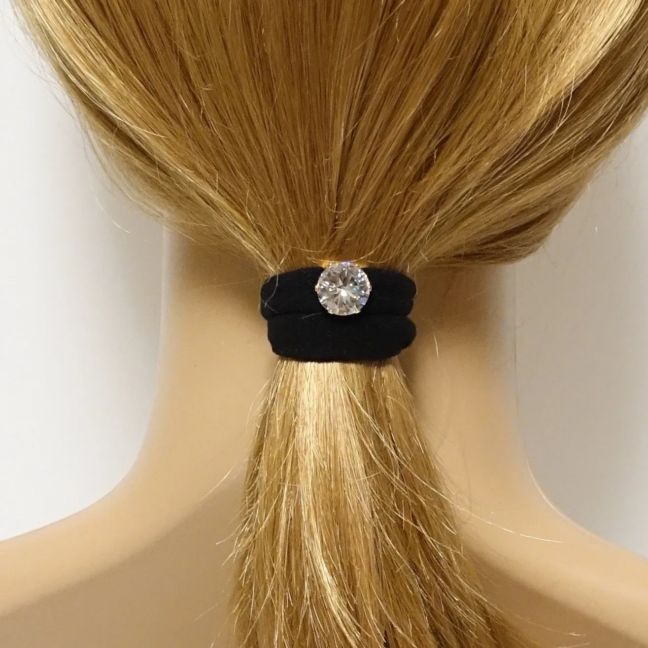A Set of Glass Rhinestone Decorated Hair Elastic Ponytail Holders Women Hair Accessory
