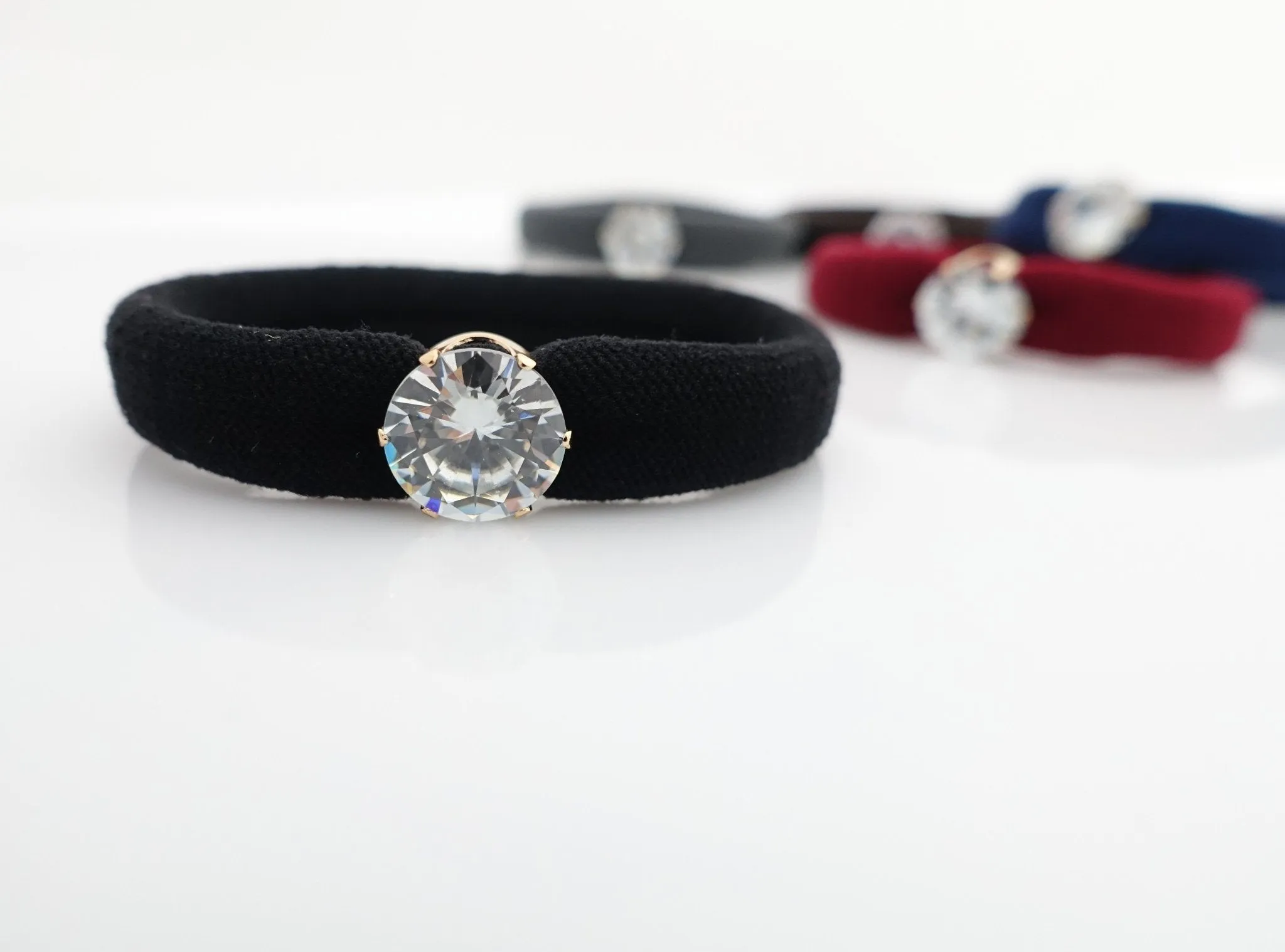 A Set of Glass Rhinestone Decorated Hair Elastic Ponytail Holders Women Hair Accessory