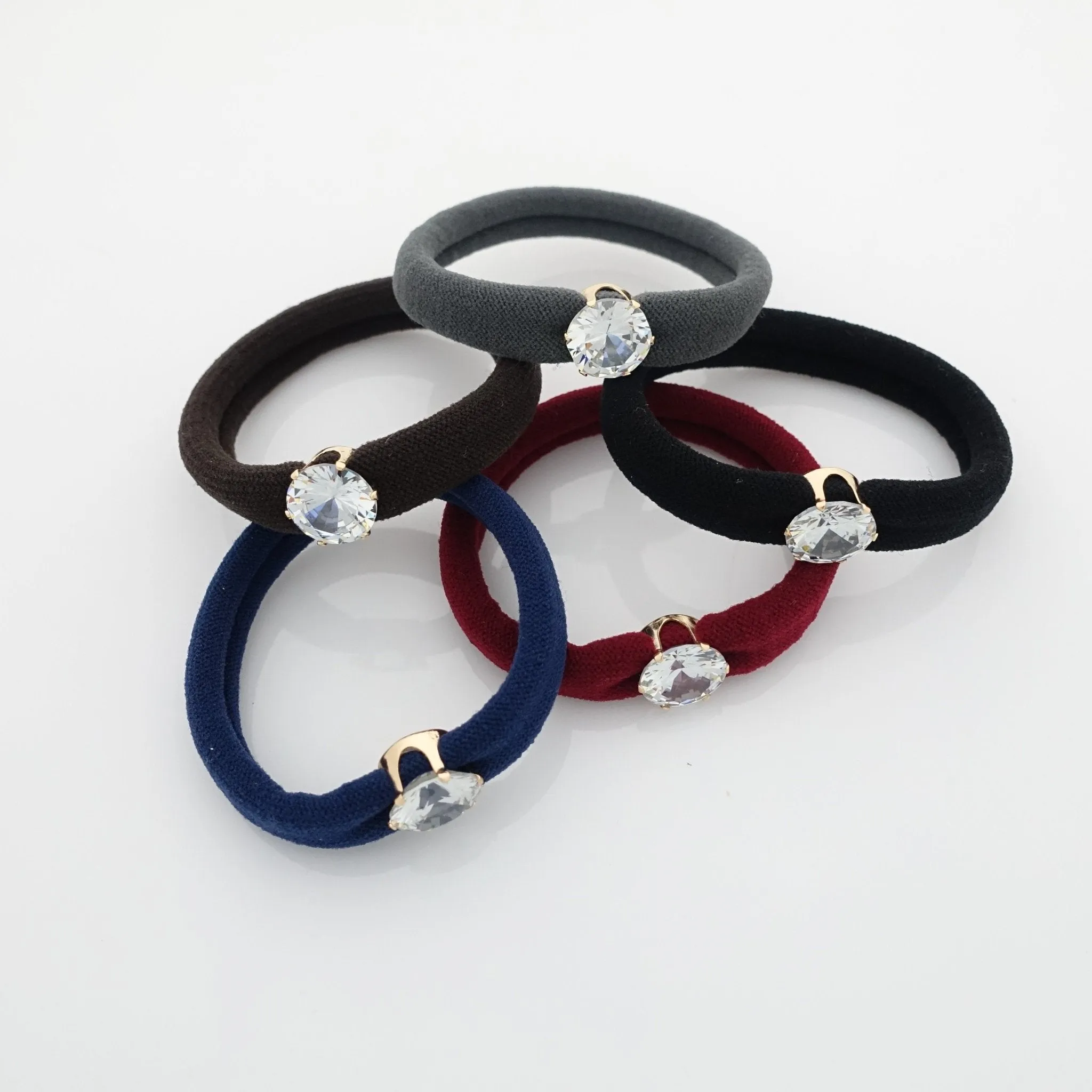 A Set of Glass Rhinestone Decorated Hair Elastic Ponytail Holders Women Hair Accessory