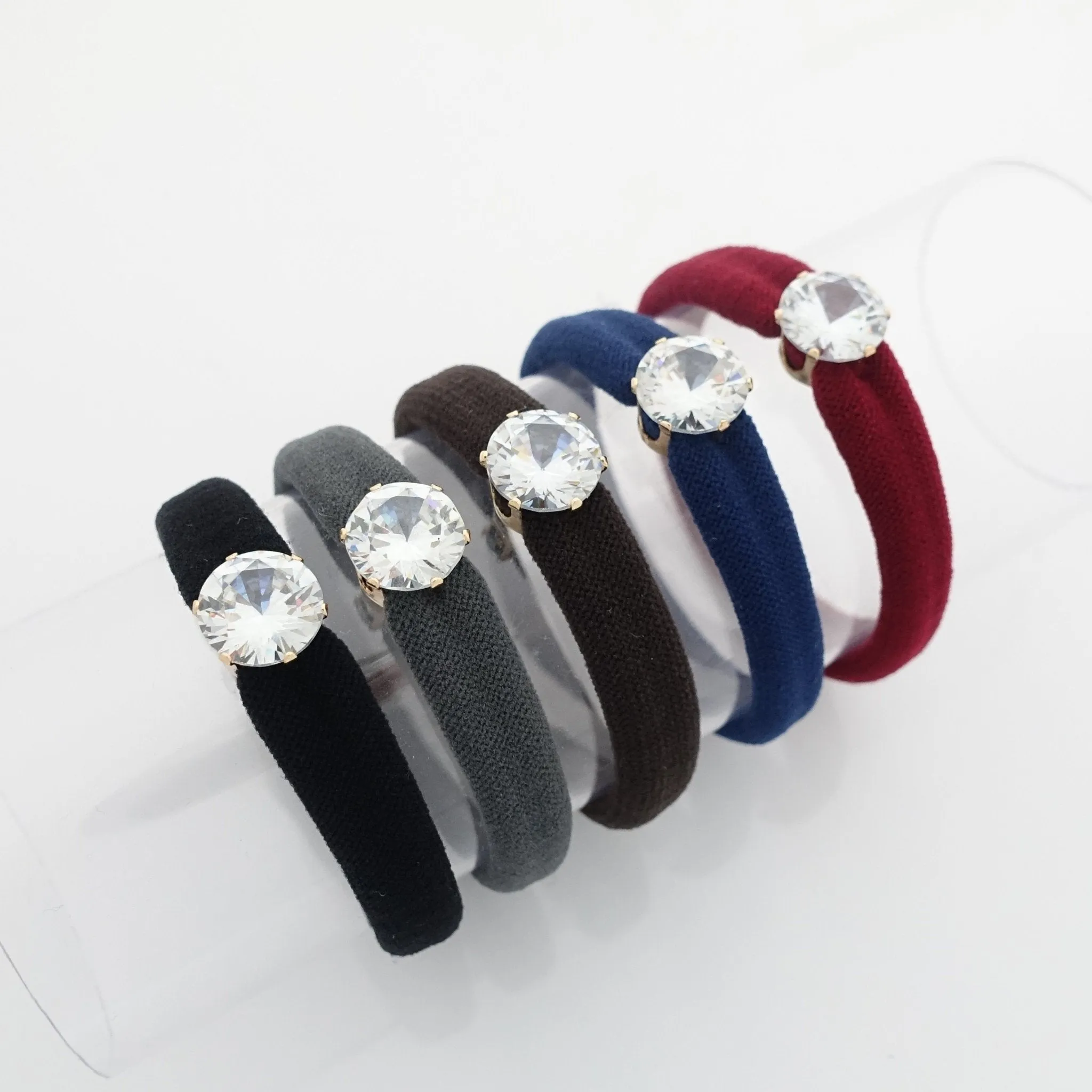 A Set of Glass Rhinestone Decorated Hair Elastic Ponytail Holders Women Hair Accessory