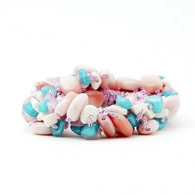 Acrylic stone  Faux Turquoise Glittering Metallic Thread Elastic Ponytail Holder