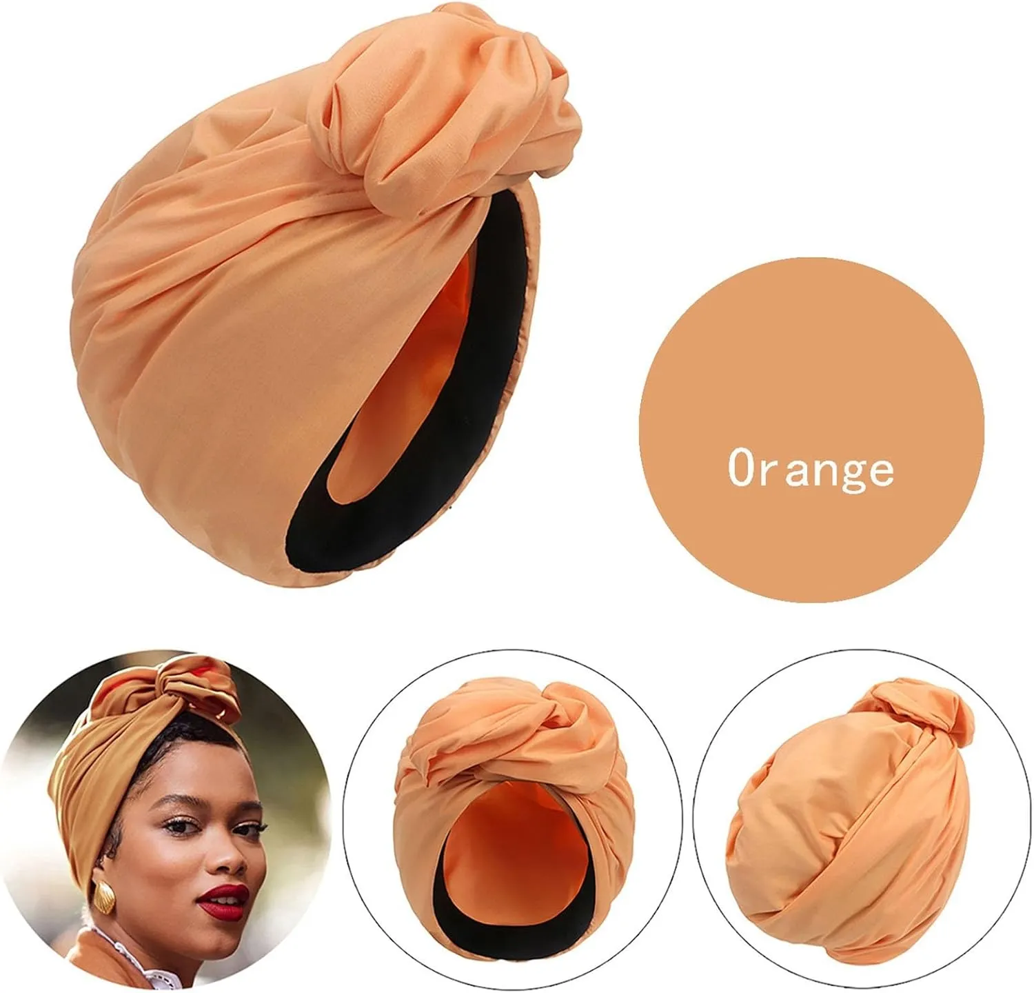 African Turban Beanie Hat Bowknot Headwrap Pre- tied Stretchy Daily Prom Headwraps for Women