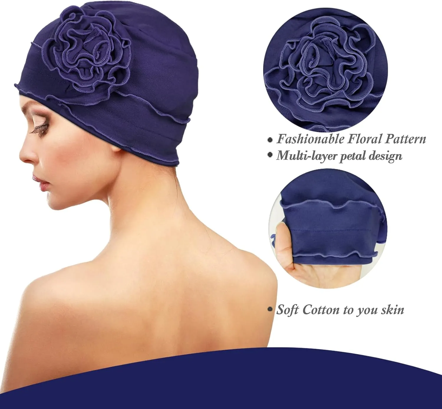 AIPESL 4 Pieces Cotton Chemo Turban Headwear, Soft Cancer Headwear Elastic Cancer Cap for Women with Hair Loss
