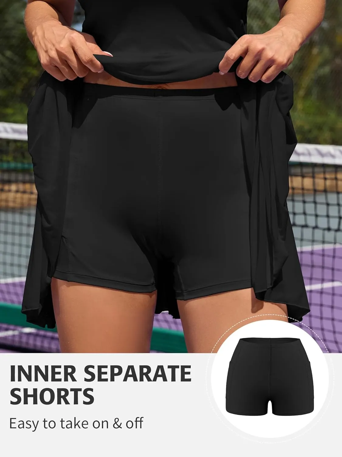 ATTRACO Tennis Dresses for Women with Shorts Pockets and Bra V Neck Racerback Golf Outfits