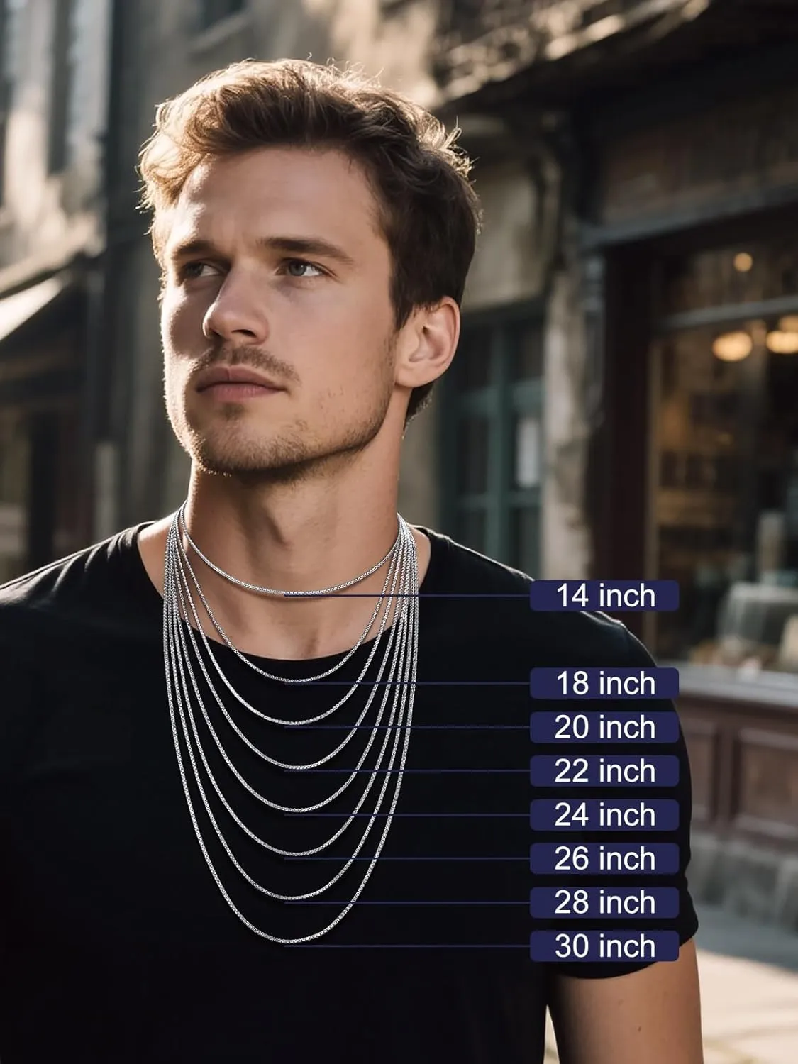Bandmax Solid Stainless Steel 2MM/4MM/6MM Flat Box Link Chains for Men Women Silver/Gold/Black Rolo Cable Chain Necklaces Length 14"-30", Gift Packed