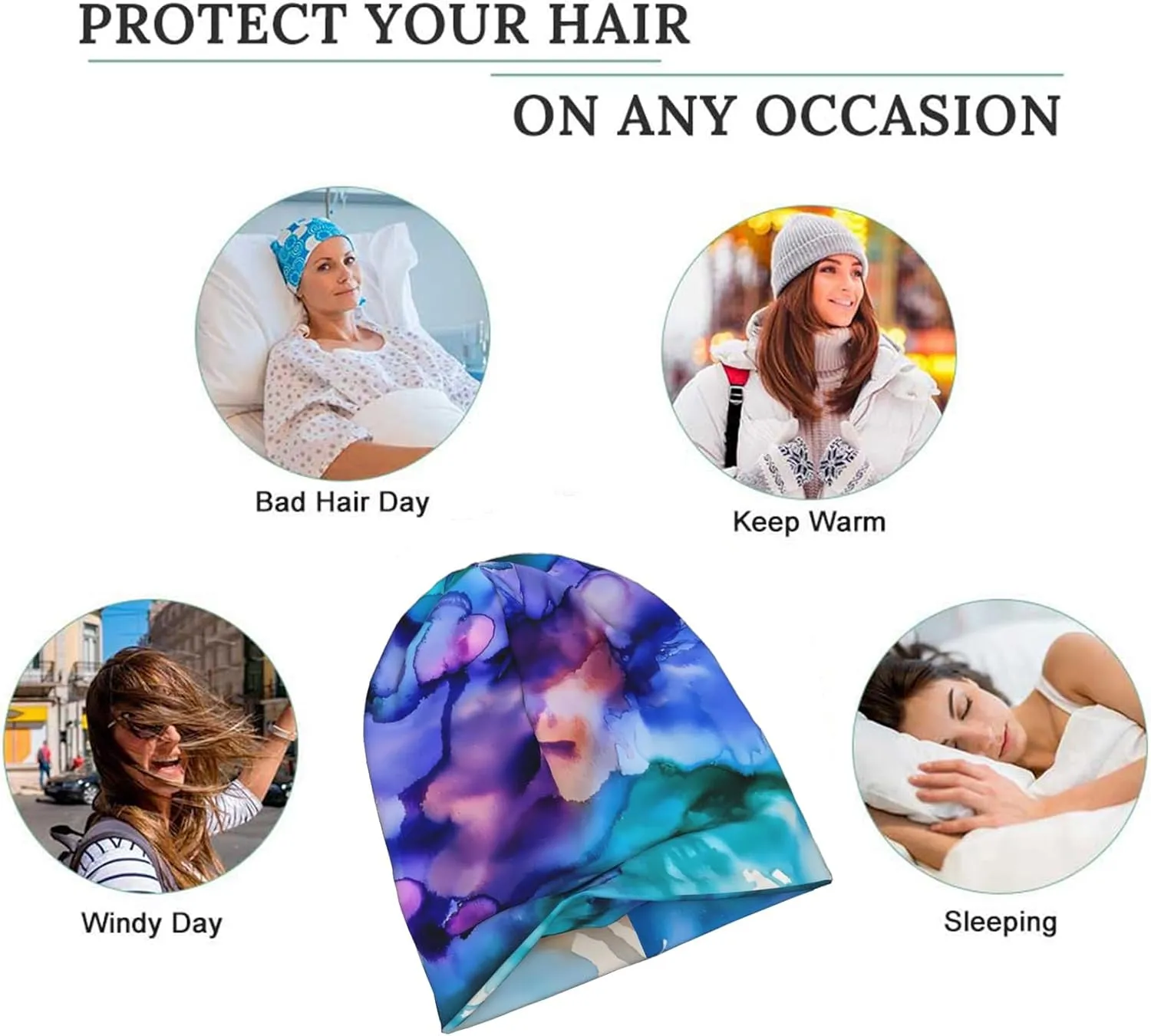 Beautiful Peacock Womens Slouchy Beanie Cotton Chemo Caps Cancer Headwear Hats Turban Baggy Skull Sleep Scarf