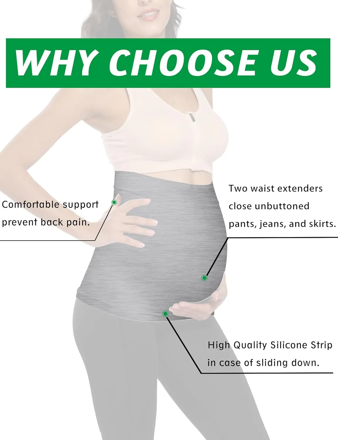Belly Bands for Pregnant Women Maternity Band for Pants Postpartum Belly Band Pregnancy Band for Jeans