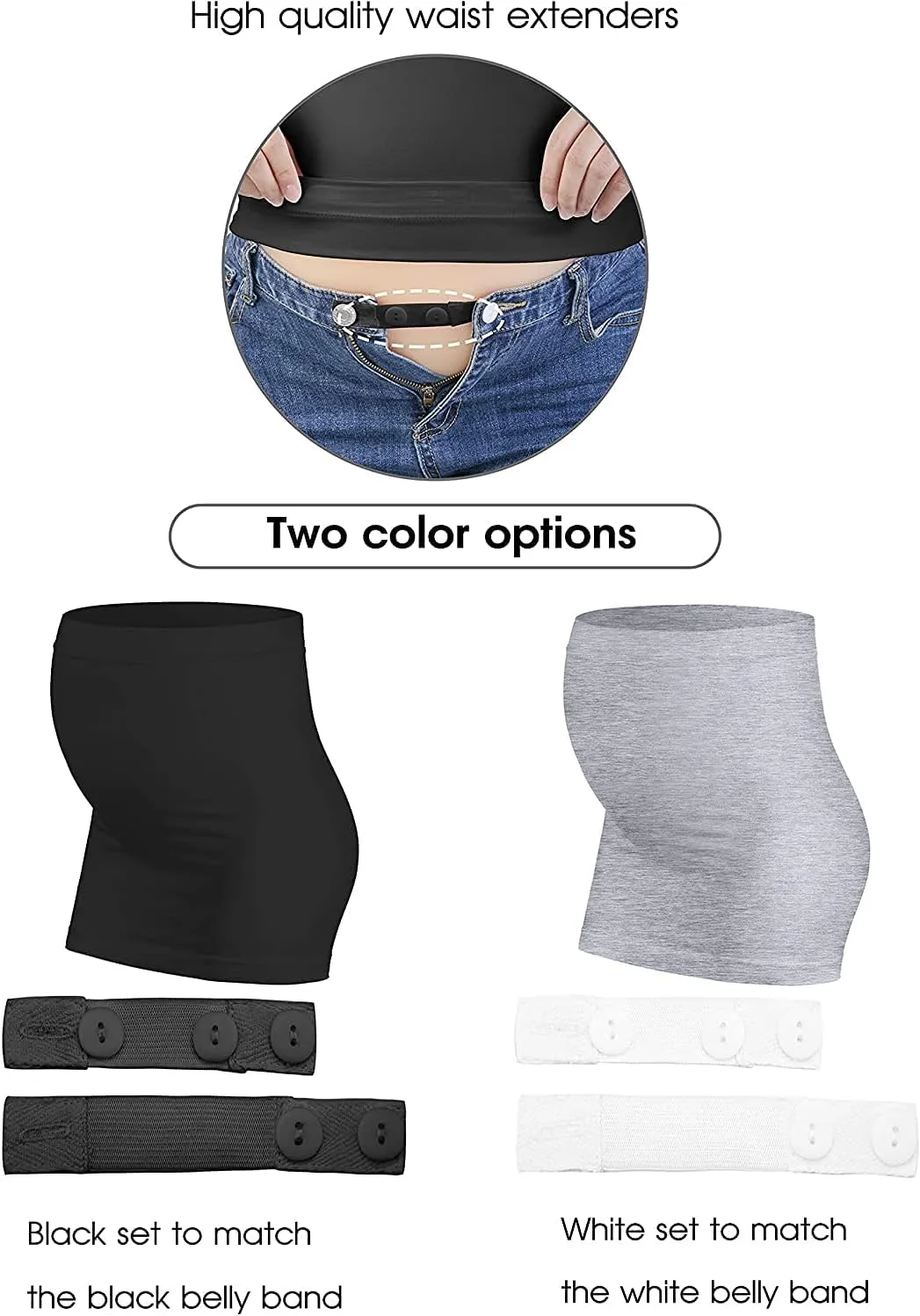 Belly Bands for Pregnant Women Maternity Band for Pants Postpartum Belly Band Pregnancy Band for Jeans