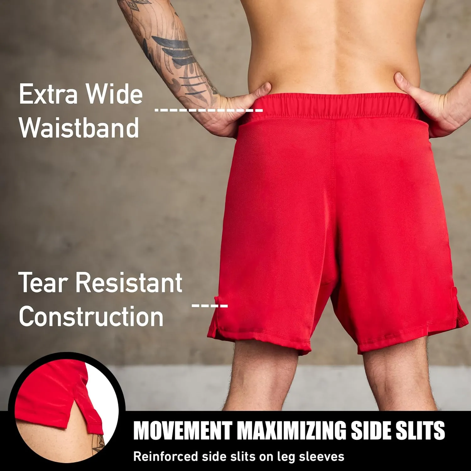 BJJ Shorts for Men  MMA Fight Shorts, No Gi, Jiu Jitsu, Grappling, Boxing, Kickboxing, Cage Fighting, UFC Training Shorts