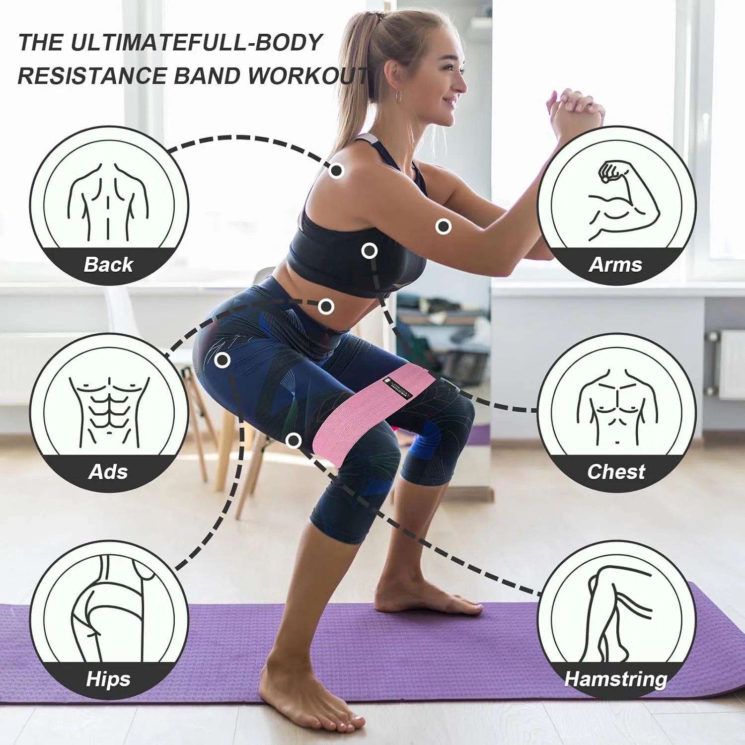 Booty Bands Set, Resistance Bands for Working Out, Exercise Bands for Women and Men Legs and Butt, Stretch Bands for Pilates, Yoga Starter Set