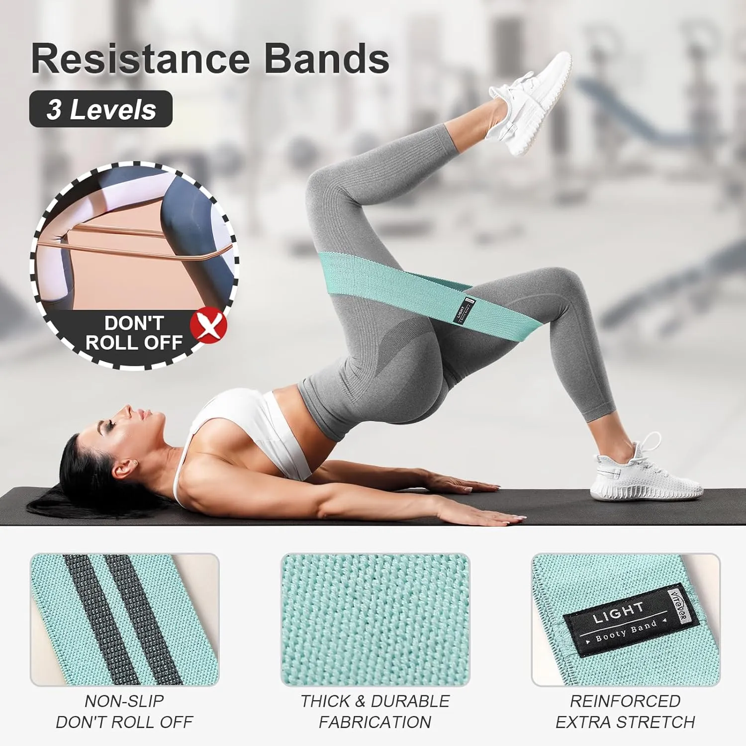 Booty Bands Set, Resistance Bands for Working Out, Exercise Bands for Women and Men Legs and Butt, Stretch Bands for Pilates, Yoga Starter Set