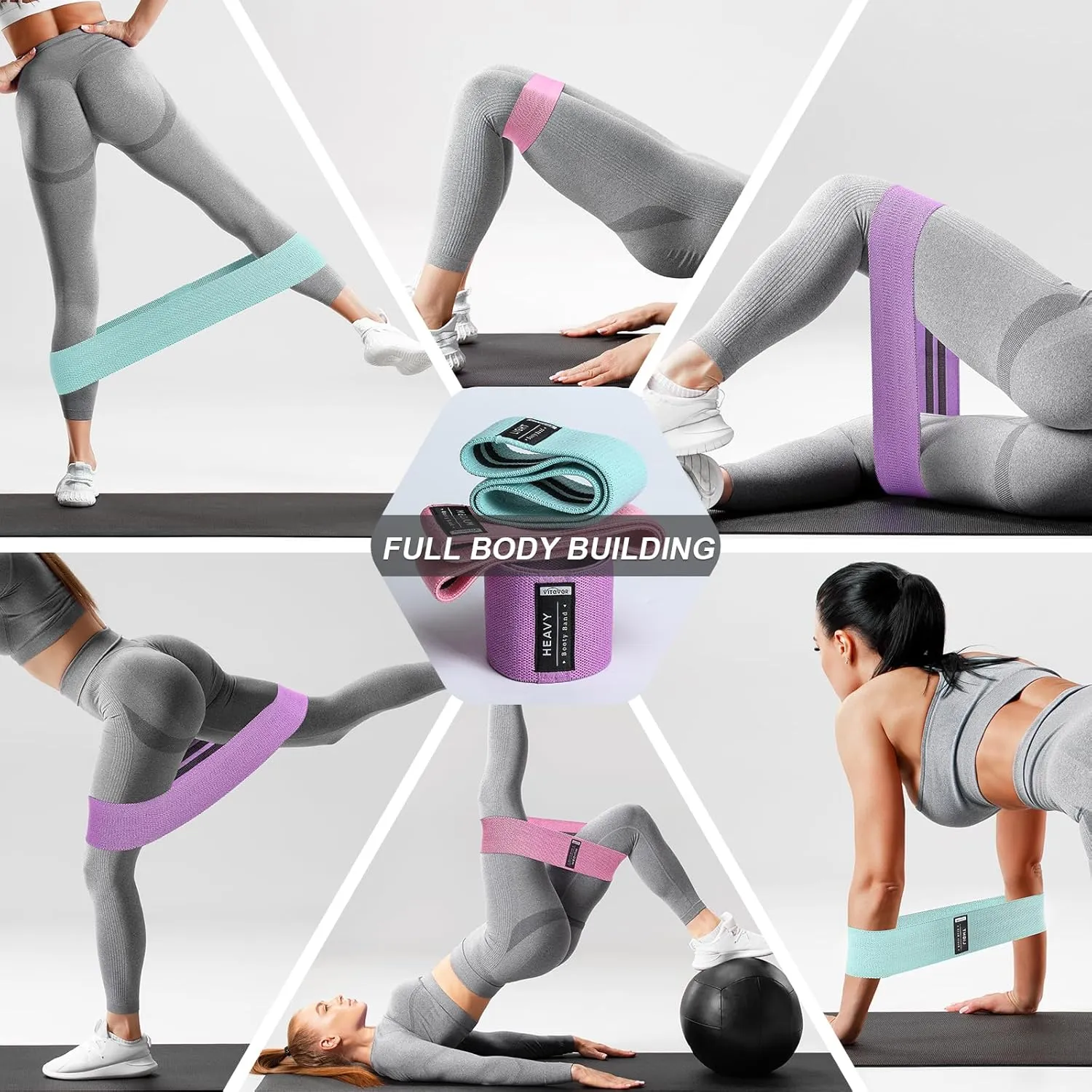 Booty Bands Set, Resistance Bands for Working Out, Exercise Bands for Women and Men Legs and Butt, Stretch Bands for Pilates, Yoga Starter Set