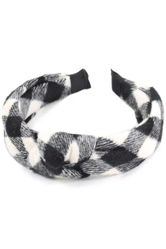 Buffalo Plaid Top Knot Headband