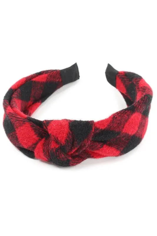 Buffalo Plaid Top Knot Headband