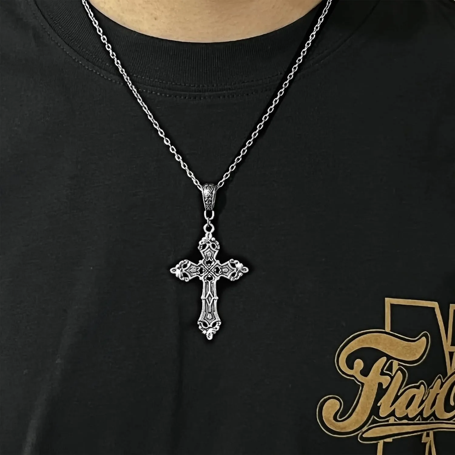 Cross Pendant Necklace Indie Punk Gothic Choker for Egirl Eboy Woman Men
