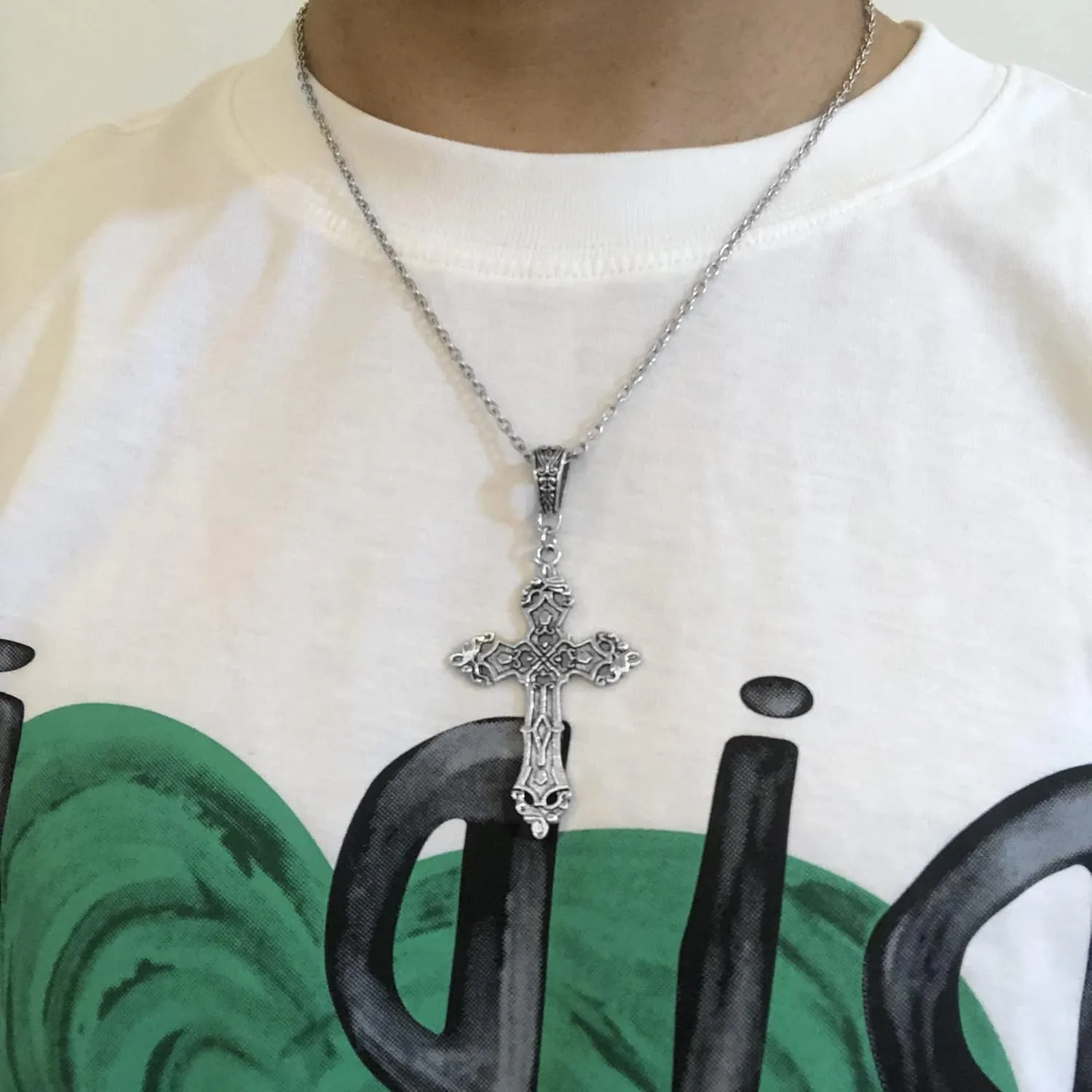 Cross Pendant Necklace Indie Punk Gothic Choker for Egirl Eboy Woman Men