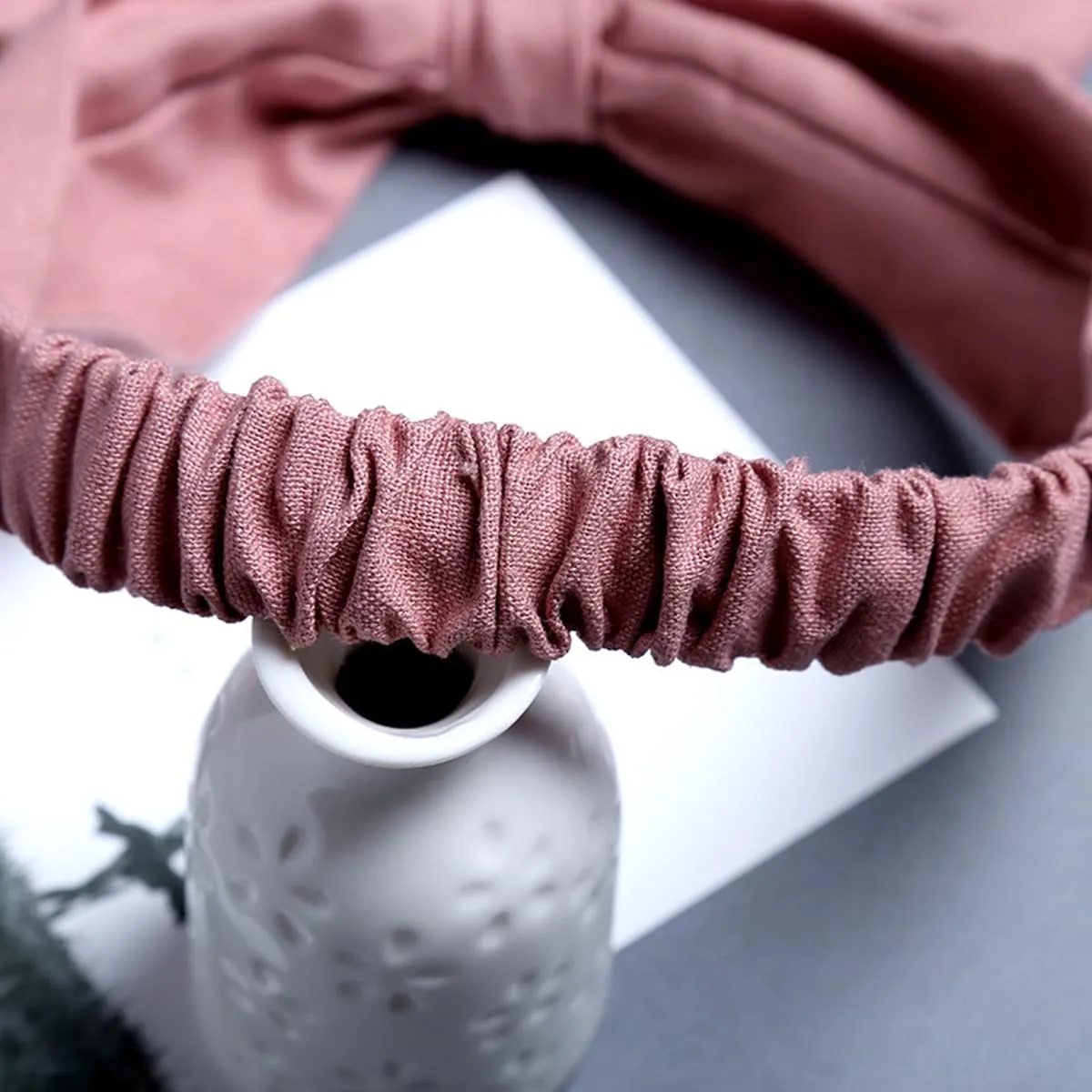 Floral Lace Hair Bow for Baby Girls Soft Stretch Headband for Newborns to Toddlers Baby Shower Birthday Hair Band 0-36 Months (Pink bow, Free)