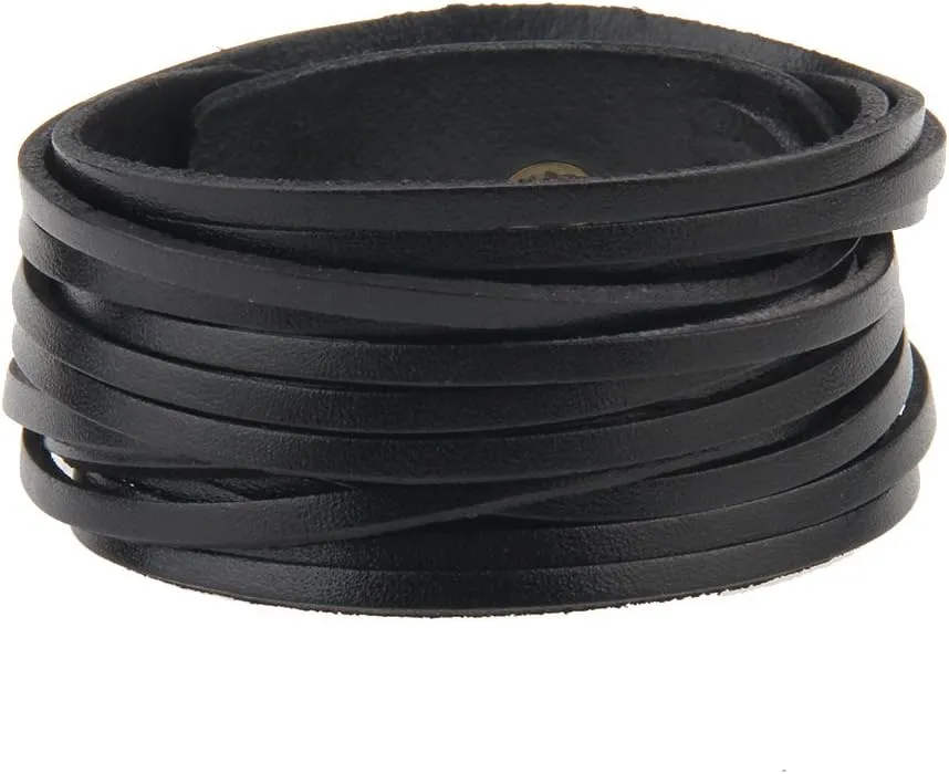 GelConnie Leather Cuff Bracelet Punk Braided Bracelets Rock Leather Wristbands Faux Mens Leather Bracelet Gothic Viking Bangle Adjustable Wrap Bracelet for Women,Men