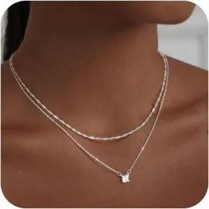 Gold Necklace for Women 14K Gold/Silver Plated Choker Diamond Necklace Set for Women Simple Dainty CZ Gold Chain Trendy Jewelry Accessories