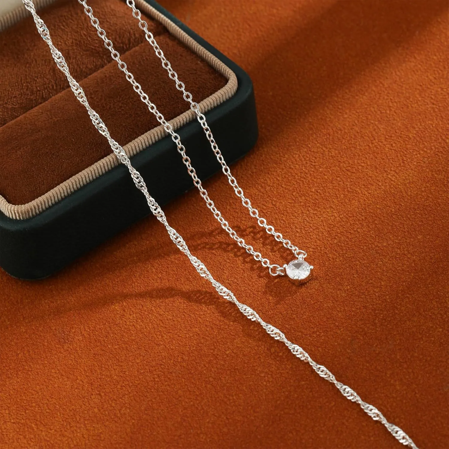 Gold Necklace for Women 14K Gold/Silver Plated Choker Diamond Necklace Set for Women Simple Dainty CZ Gold Chain Trendy Jewelry Accessories