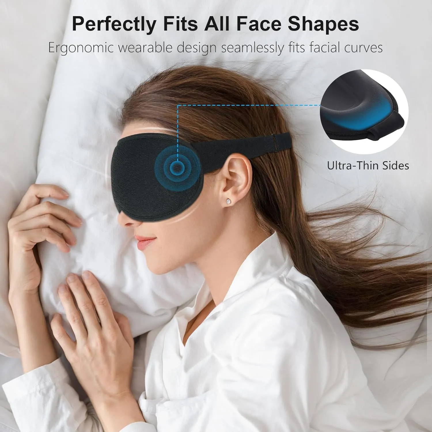 Gritin 100% Blackout Sleep Eye Mask for Women Men, Zero Pressure Sleeping Mask - Ergonomic Design 3D Cutout Eye Movement and Eyelash Friendly Night Blindfold, Ultra Soft Comfortable for Sleeping