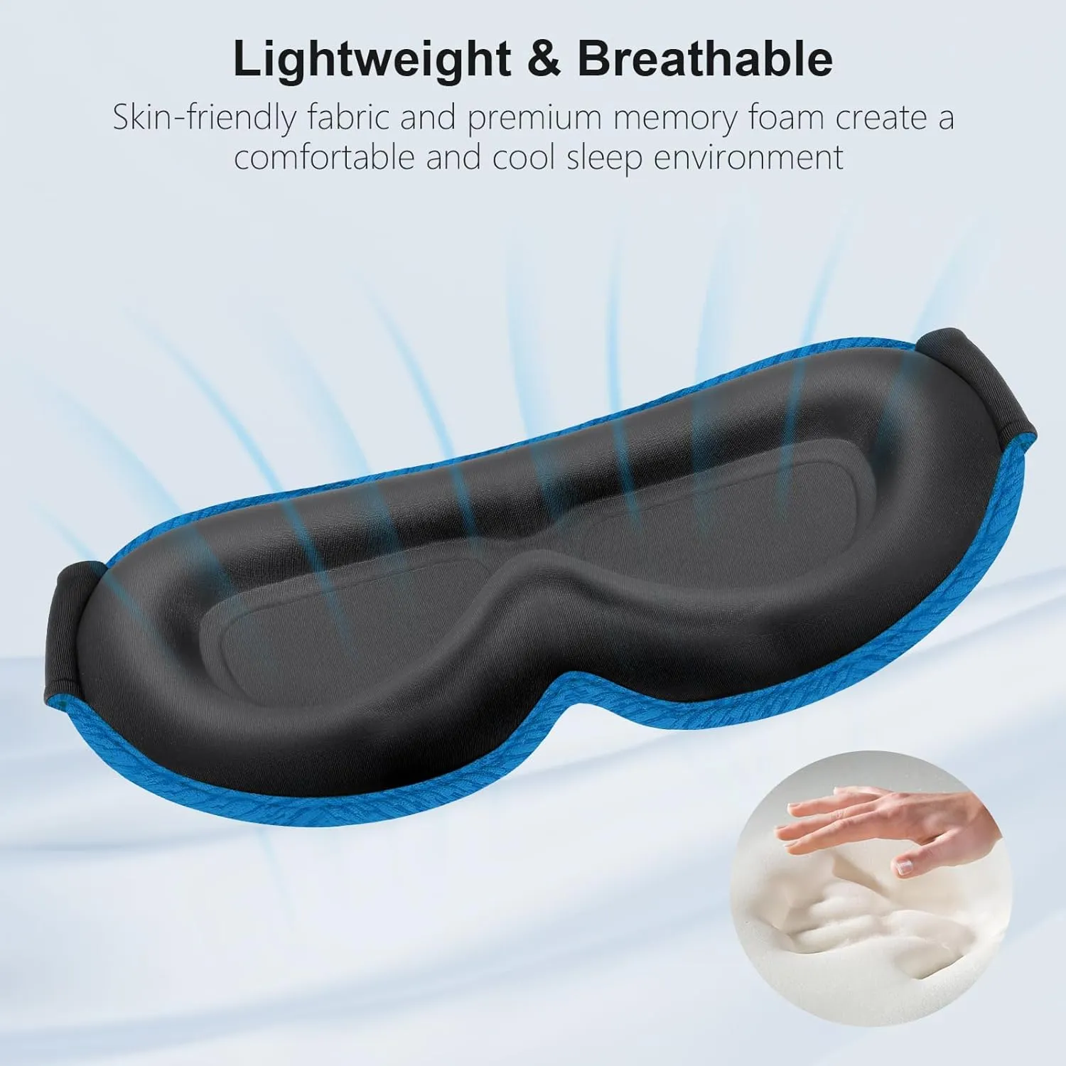 Gritin 100%Blackout Sleep Eye Mask for Women Men,Zero Eye Pressure Sleeping Mask-Ergonomic Design 3D Cutout Eye Movement and Eyelash Friendly Night Blindfold,Soft&Comfortable for Sleeping-Pacific Blue