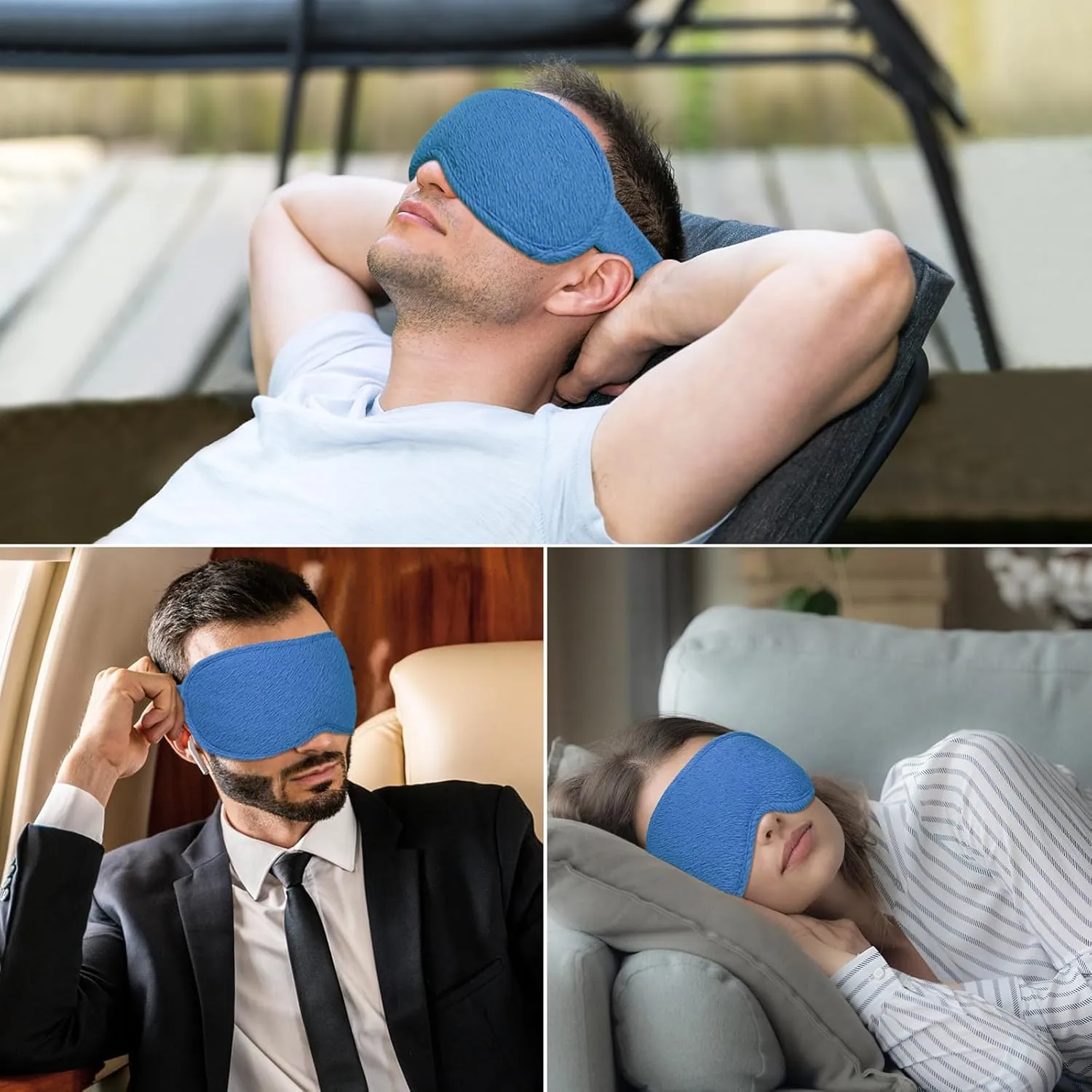 Gritin 100%Blackout Sleep Eye Mask for Women Men,Zero Eye Pressure Sleeping Mask-Ergonomic Design 3D Cutout Eye Movement and Eyelash Friendly Night Blindfold,Soft&Comfortable for Sleeping-Pacific Blue