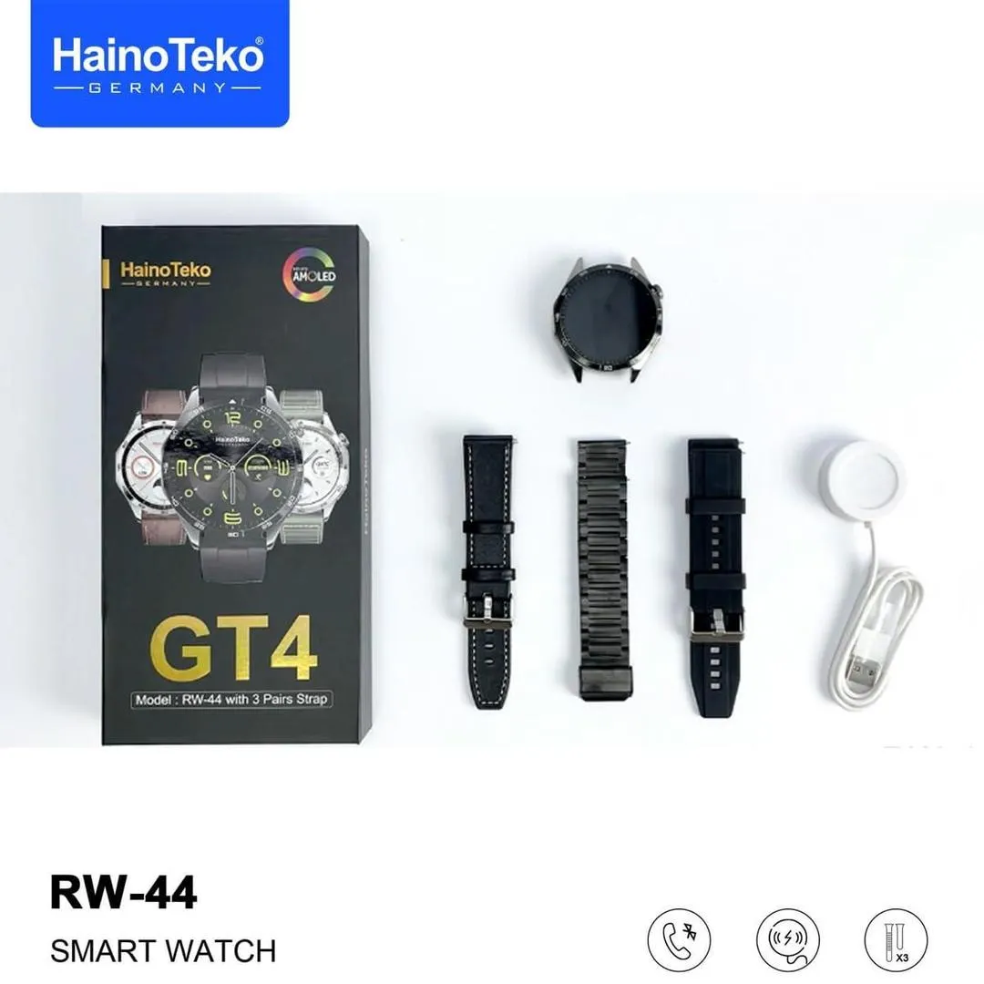 Haino Teko Germany RW44 Smartwatch with 3 Pair Straps – For Gents