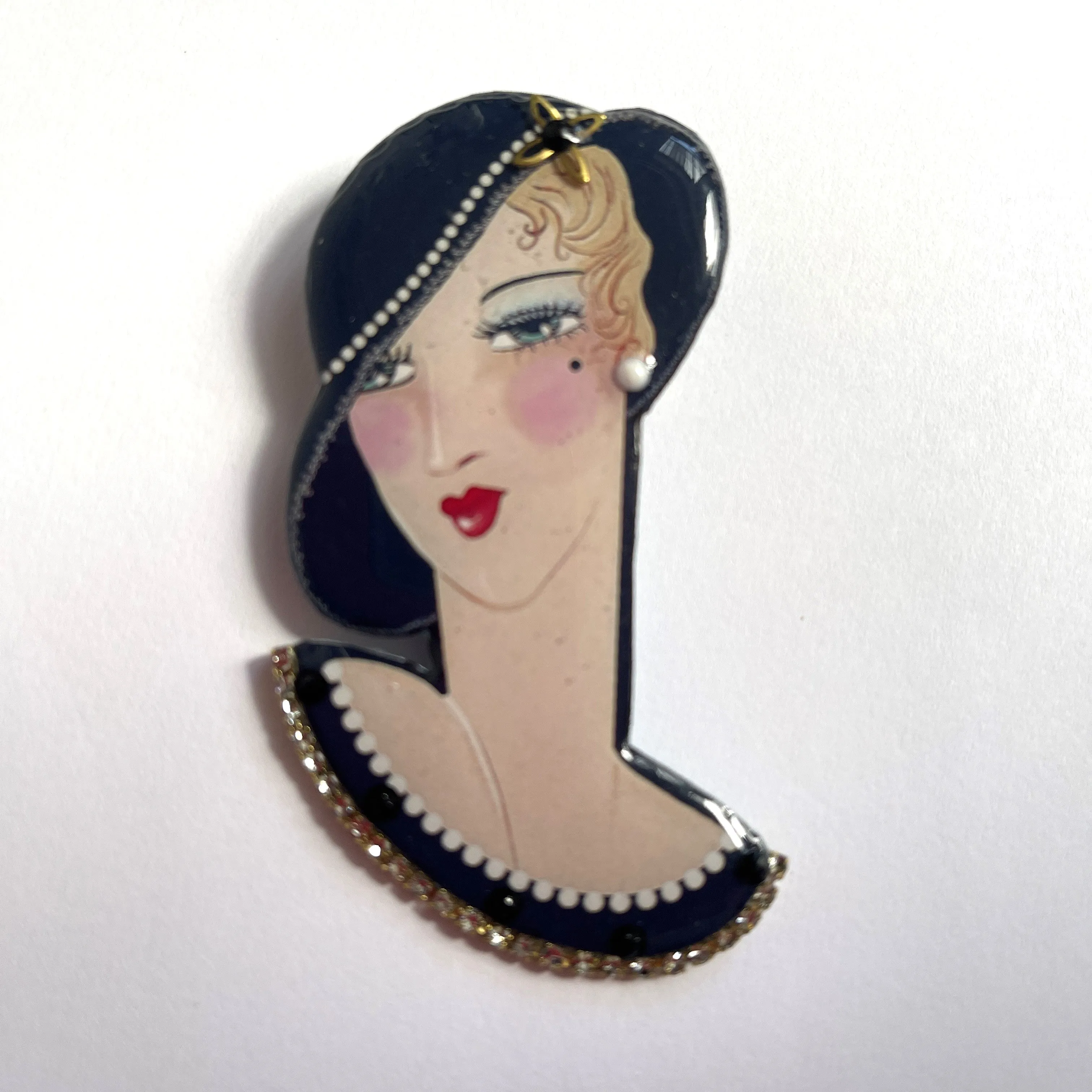 Hand Made Vintage Lady Head Broochy