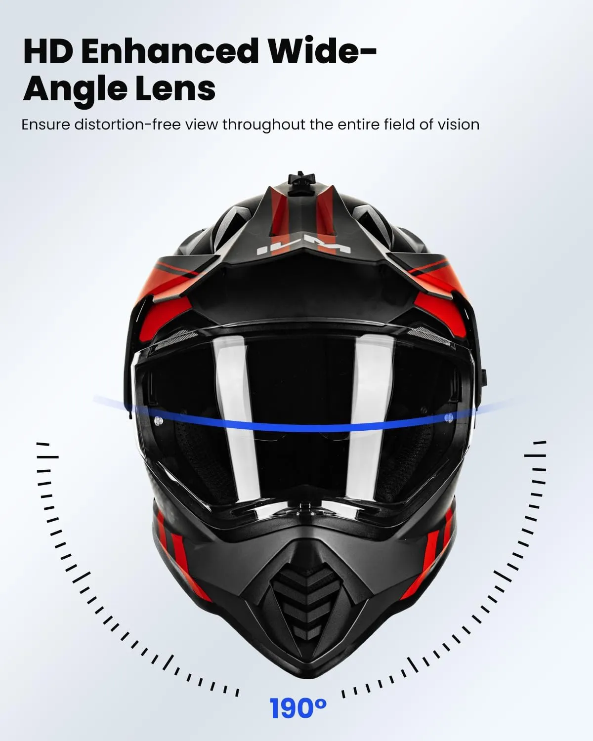 ILM Dual Sport Adventure Motorcycle Helmet with Pinlock Compatible Sun Visor Snowmobile ATV Dirt Bike Off Road Casco Model WS902 RedBlack Medium