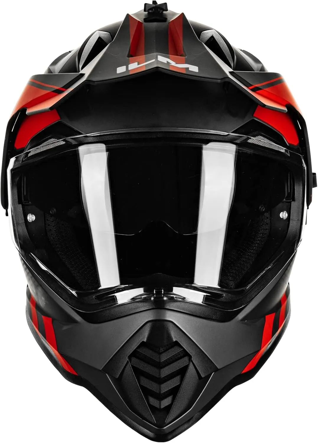 ILM Dual Sport Adventure Motorcycle Helmet with Pinlock Compatible Sun Visor Snowmobile ATV Dirt Bike Off Road Casco Model WS902 RedBlack Medium