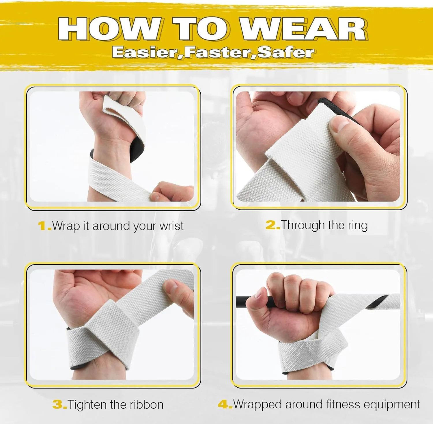 Lifting Wrist Straps for Weightlifting, Deadlift Straps for Strength Training, Grips Weight Workout Straps Gym for Men