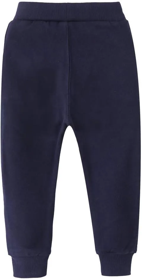 Little Boys Jogger Pants Toddler Boys' Drawstring Elastic Waist Cotton Casual Sweatpants 1PC/ 2 PCS Set