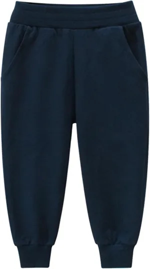 Little Boys Jogger Pants Toddler Boys' Drawstring Elastic Waist Cotton Casual Sweatpants 1PC/ 2 PCS Set