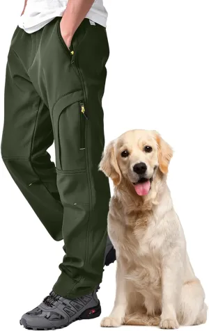 Mens Hiking Waterproof Pants Snow Ski Insulated Fleece Lined Winter Fishing Walking Outdoor Pants