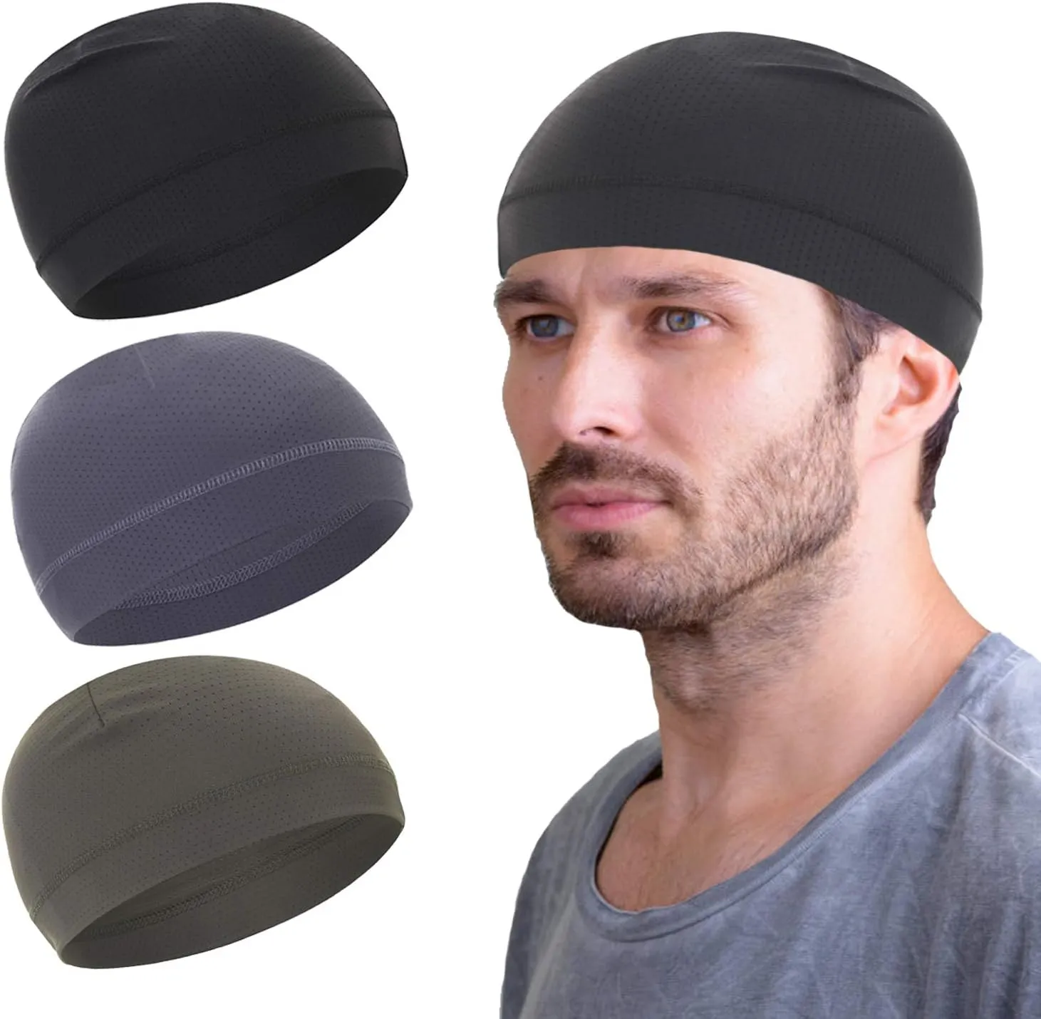 Mesh Dry-Fit Helmet Liner for Men Women,Cooling Skull Cap Moisture Wicking Breathable Summer Head Beanie