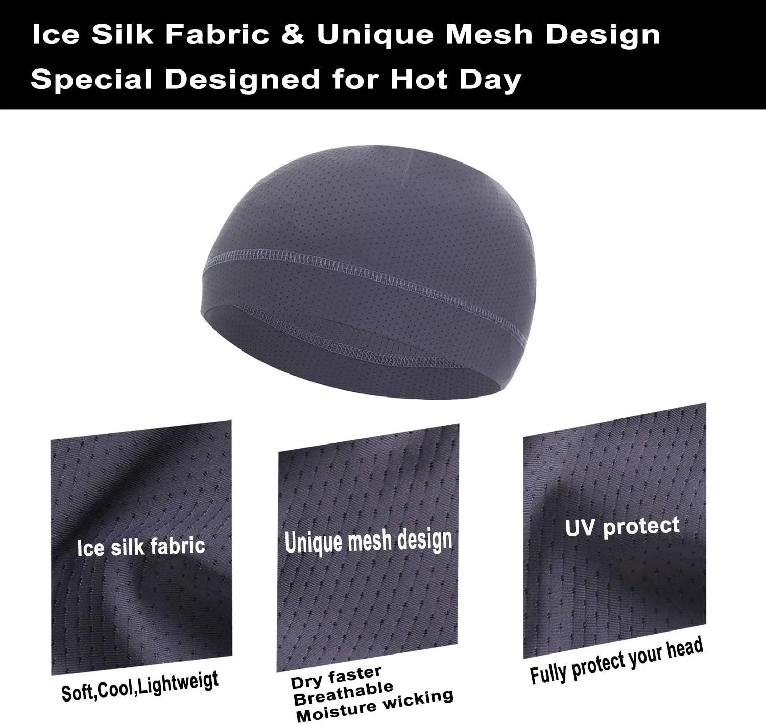 Mesh Dry-Fit Helmet Liner for Men Women,Cooling Skull Cap Moisture Wicking Breathable Summer Head Beanie