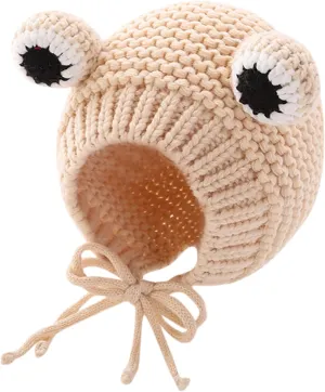 MINGSEECESS Kids Knitted Beanie Hat Cute Frog Cartoon Winter Warmer Cap with Big Eyes for Baby Boys Girls