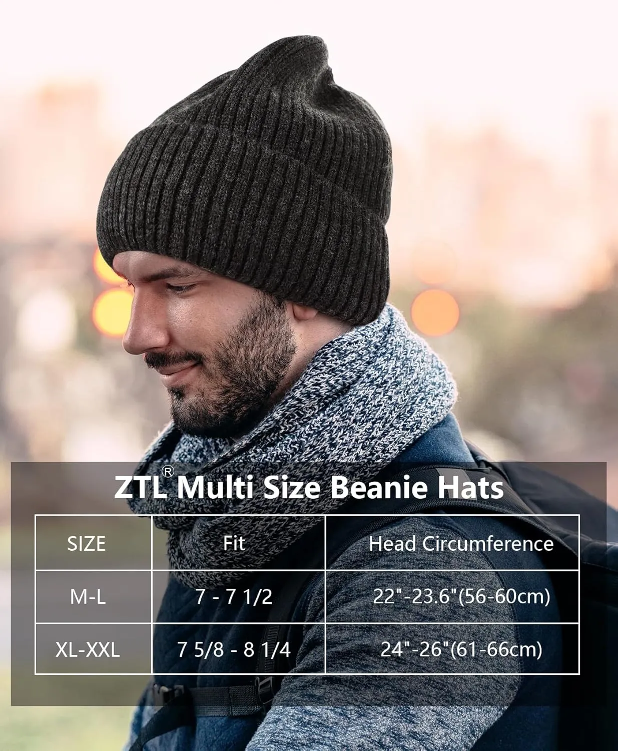 M/L/XL/XXL Waterproof Merino Wool Beanie for Men Women, Warm Fleece Lined Rainproof Windproof Winter Hat for All Weather
