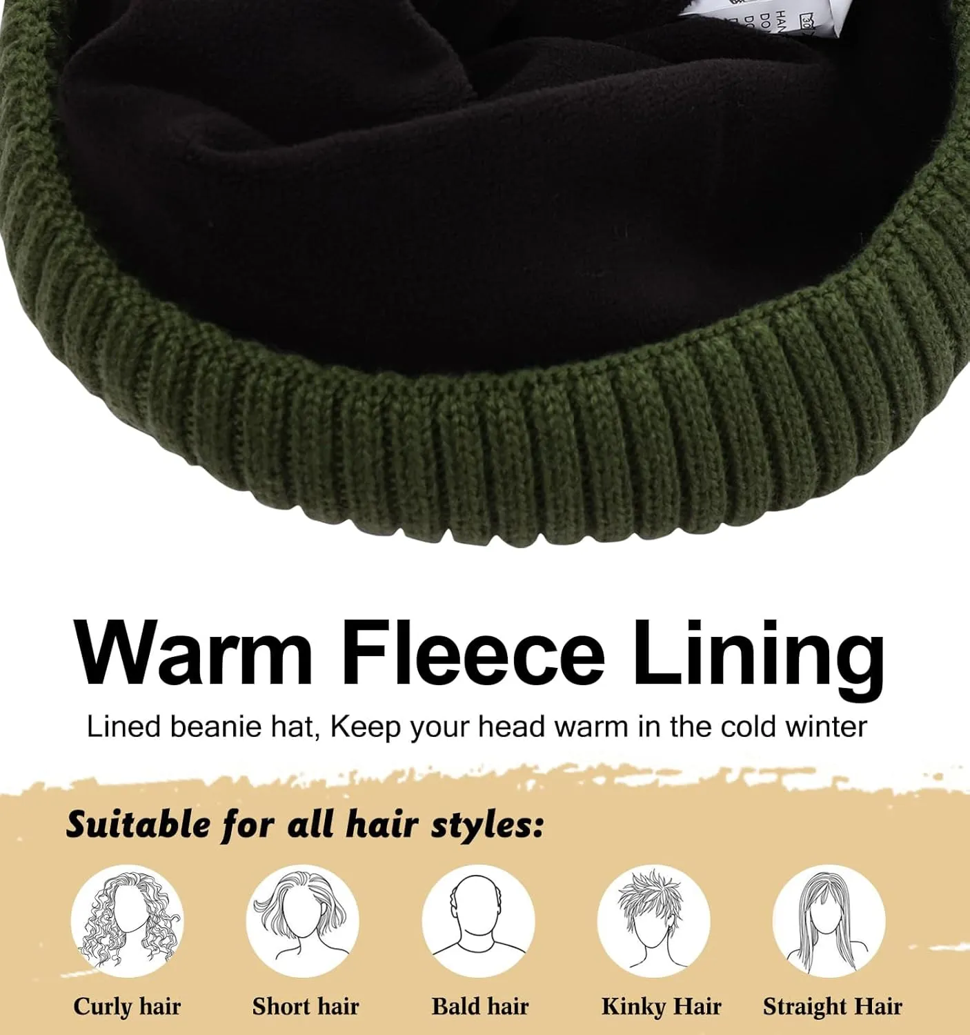 M/L/XL/XXL Waterproof Merino Wool Beanie for Men Women, Warm Fleece Lined Rainproof Windproof Winter Hat for All Weather