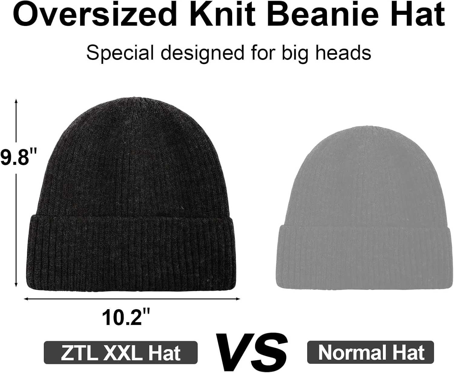 M/L/XL/XXL Waterproof Merino Wool Beanie for Men Women, Warm Fleece Lined Rainproof Windproof Winter Hat for All Weather