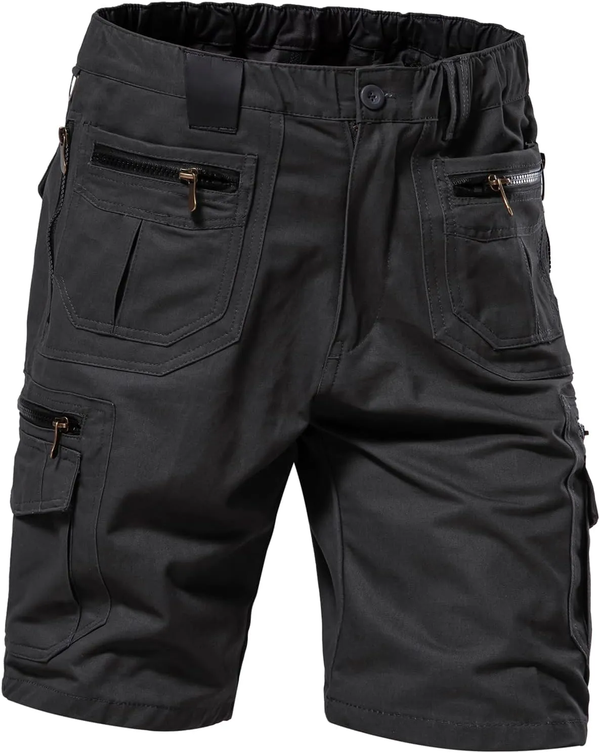 Mylldey Mens Cargo Shorts 12 Pockets Hiking Shorts Regular Fit Men Elastic Waist Cotton Cargo Shorts