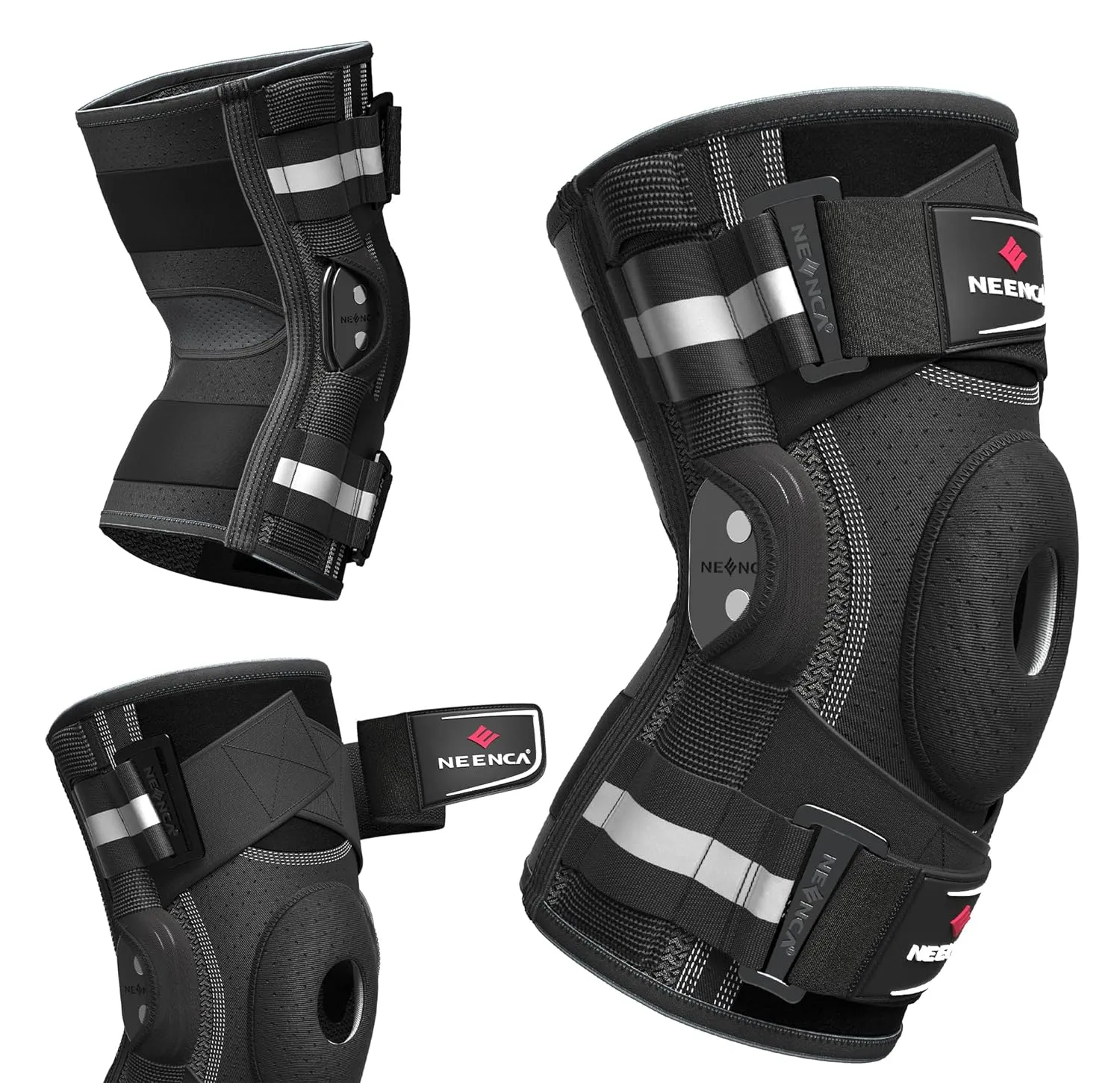 NEENCA Professional Knee Brace for Knee Pain, Hinged Knee Support with Patented X-Strap Fixing System, Strong Stability for Pain Relief, Arthritis, Meniscus Tear, ACL, PCL, MCL, Runner, Sport, Workout